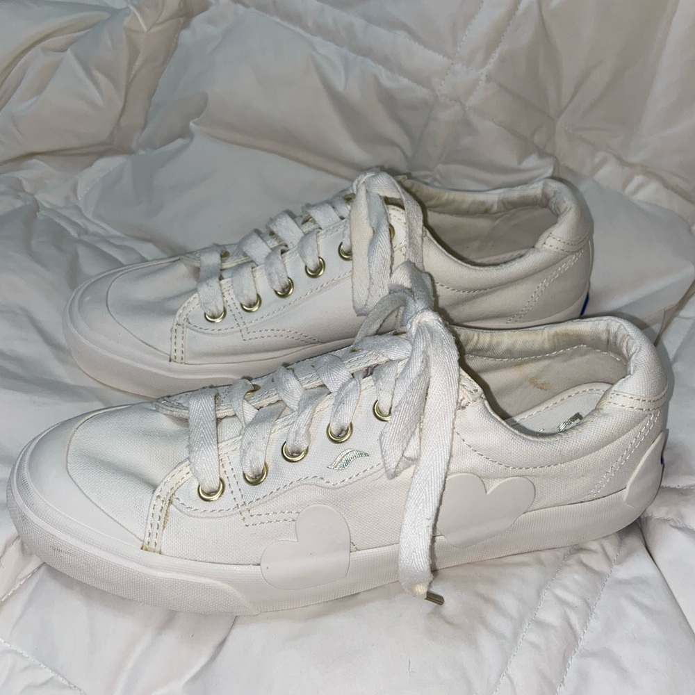 HTF Keds x Kate Spade New York Triple Kick Heart Sneakers White Shoes